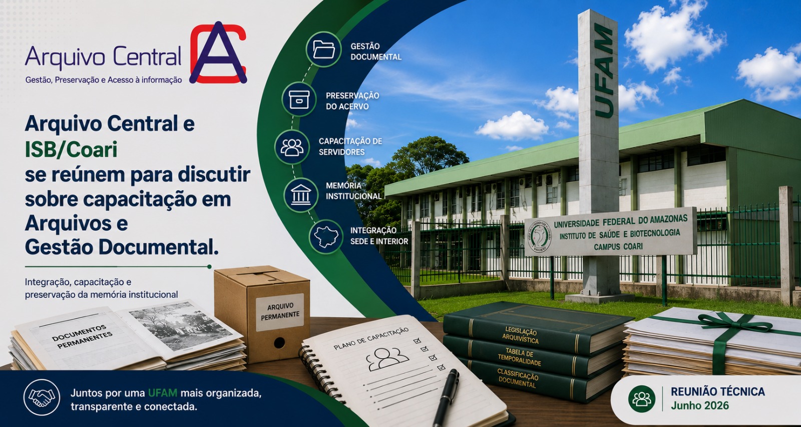 Arquivo Central e ISB/Coari se reúnem para discutir sobre capacitação em Arquivos e Gestão Documental